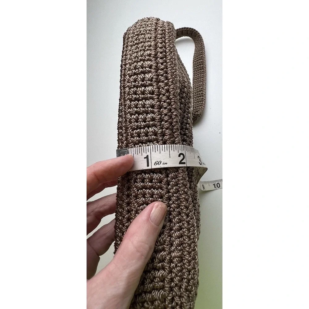 The Sak Purse Womens Brown Crochet Shoulder Bag Pockets Zip